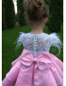 Pink Feather Sleeves Popular Flower Girl Dress